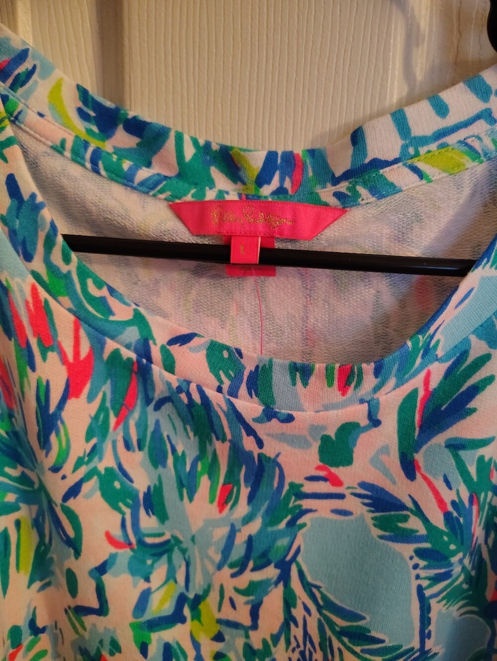 Lilly Pulitzer Size LG Blue Ibiza Cabana Cocktail Jansen Long Sleeve Sweater - Picture 3 of 8